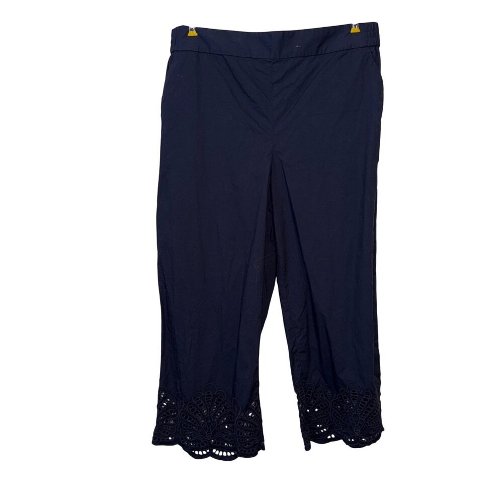 Talbots Womens Navy Blue Pants With Eyelet Hem XL